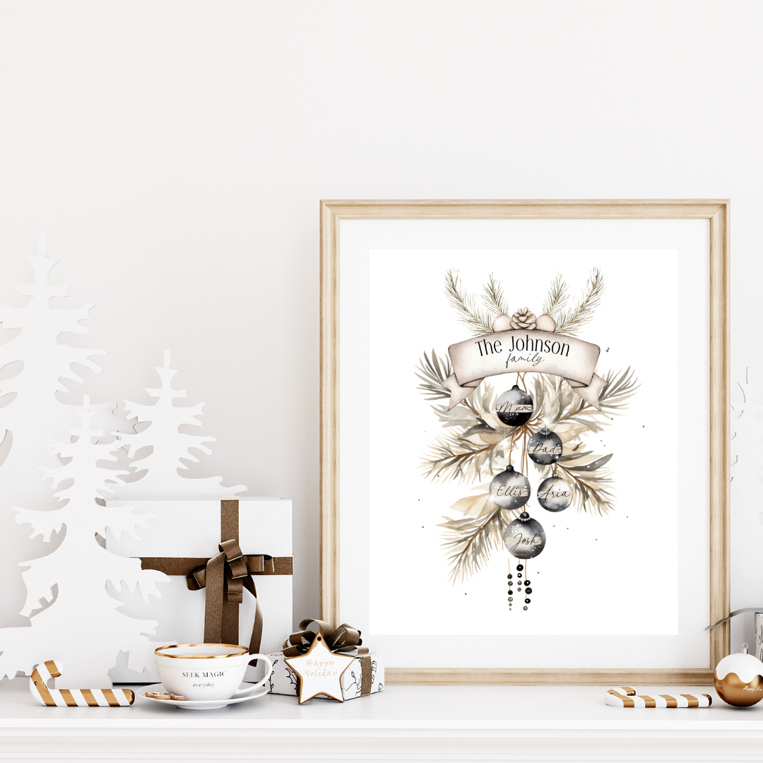 Festive Bauble Family Print - SRKD Designs