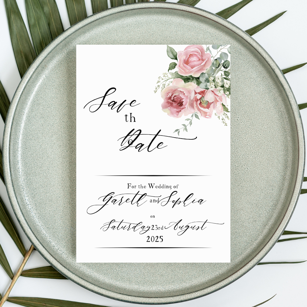 Save the Date Print with Floral Design - SRKD Designs