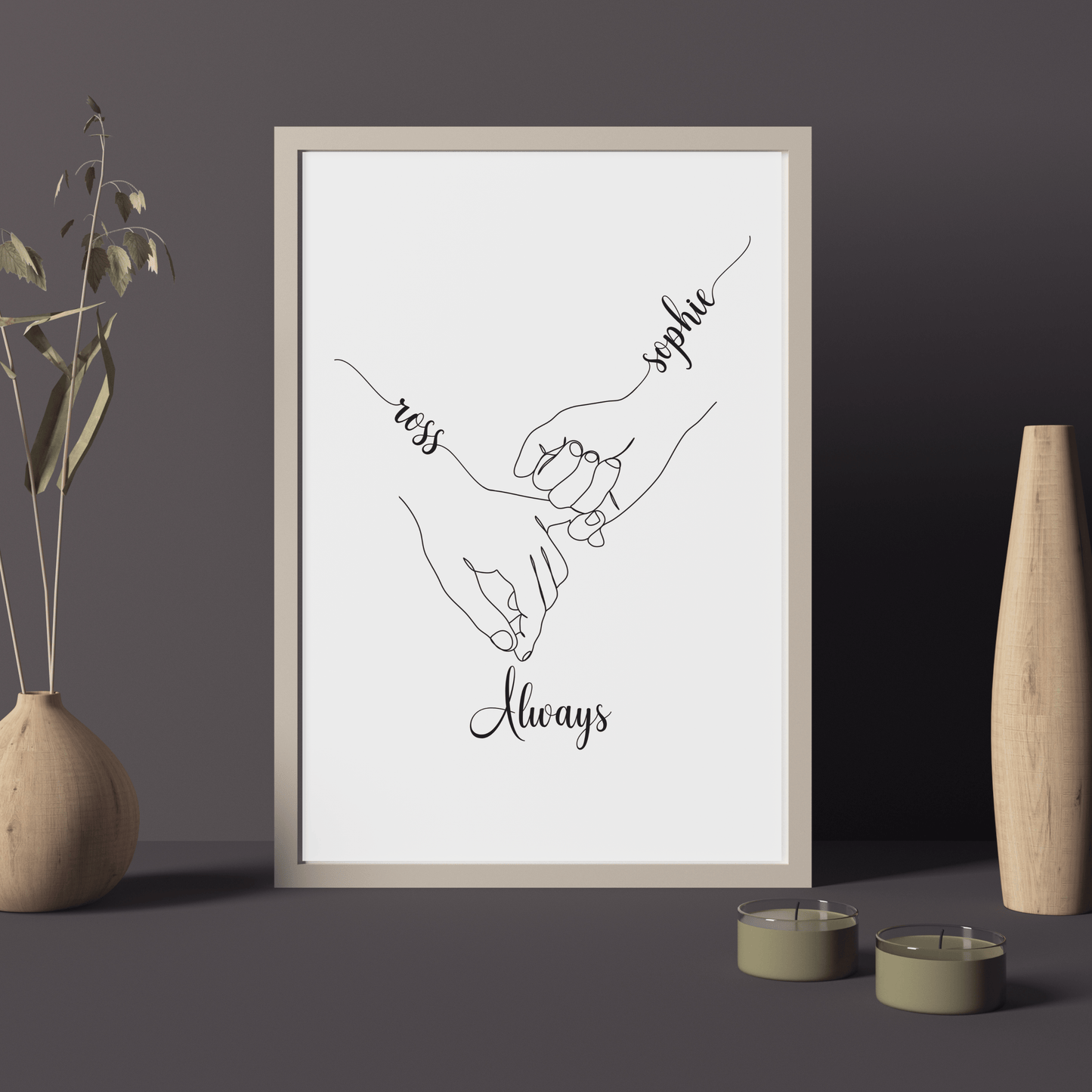 Always, Personalised Holding Hands Print - SRKD Designs