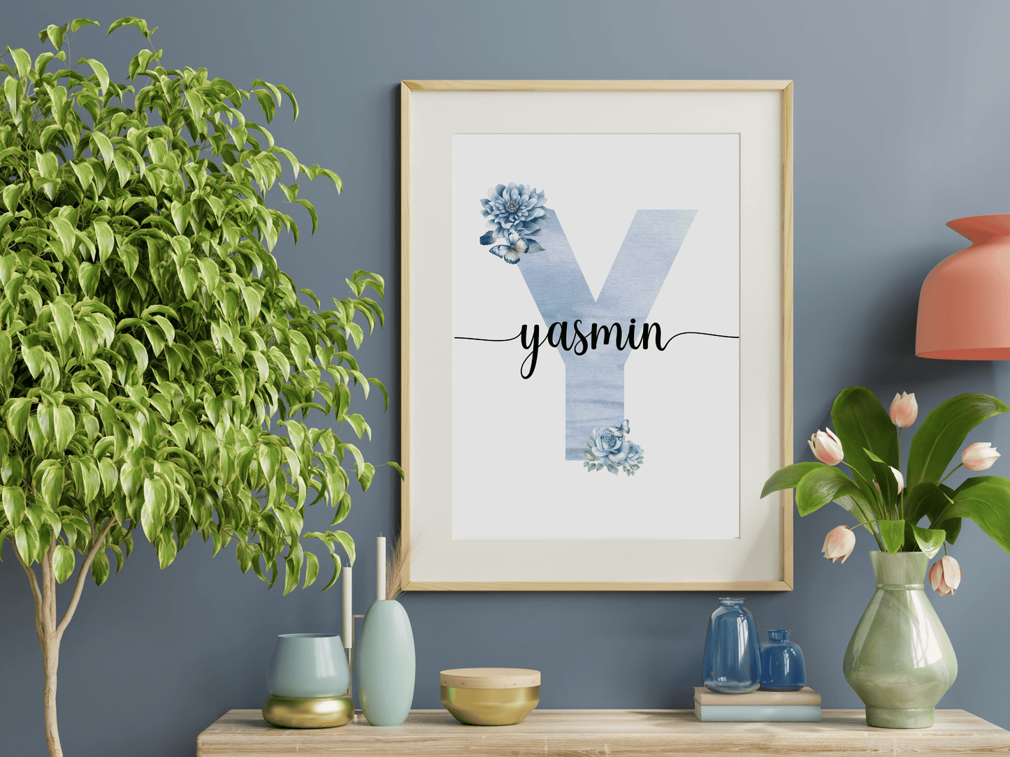 Blue Floral Name Print - SRKD Designs