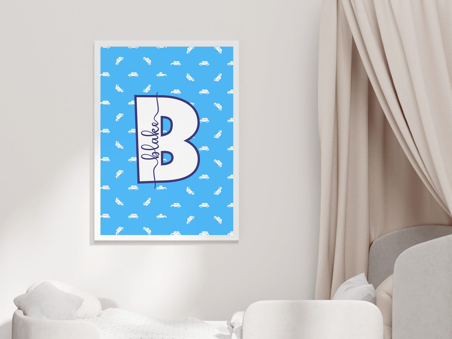 Blue Personalised Car Print - SRKD Designs