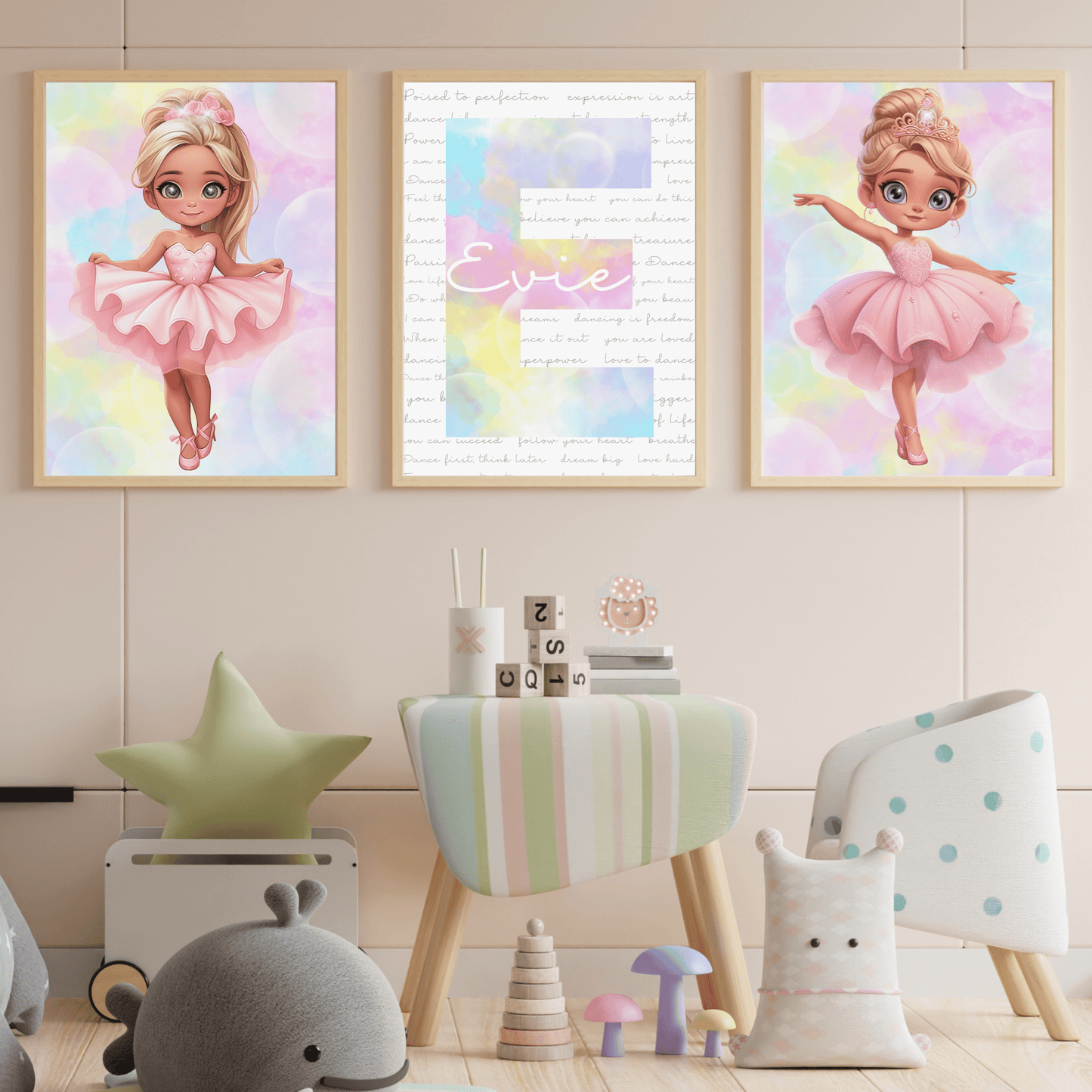 Pastel Multicoloured Dancer Wall Art - SRKD Designs