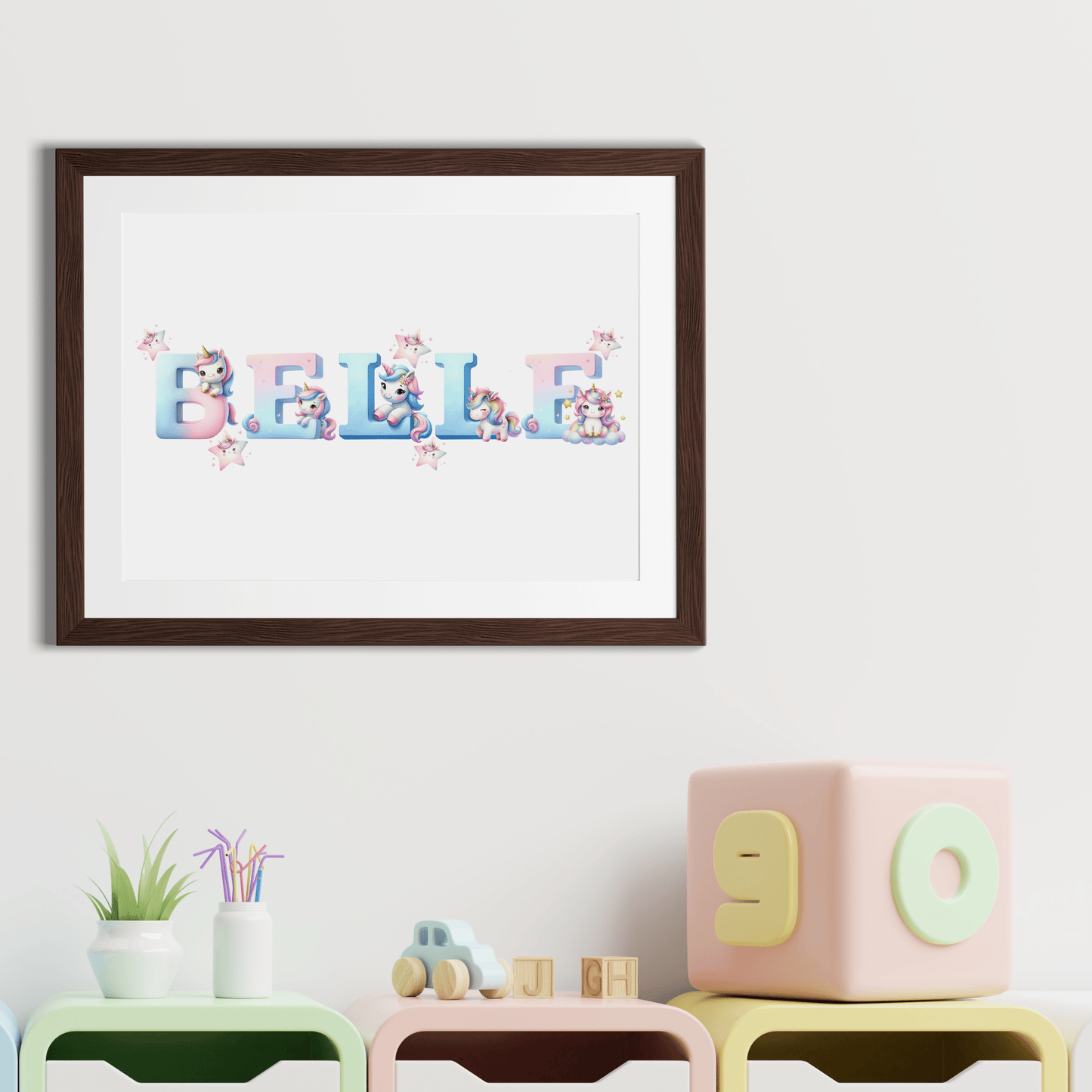 Personalised Pastel Unicorn Name Print - SRKD Designs