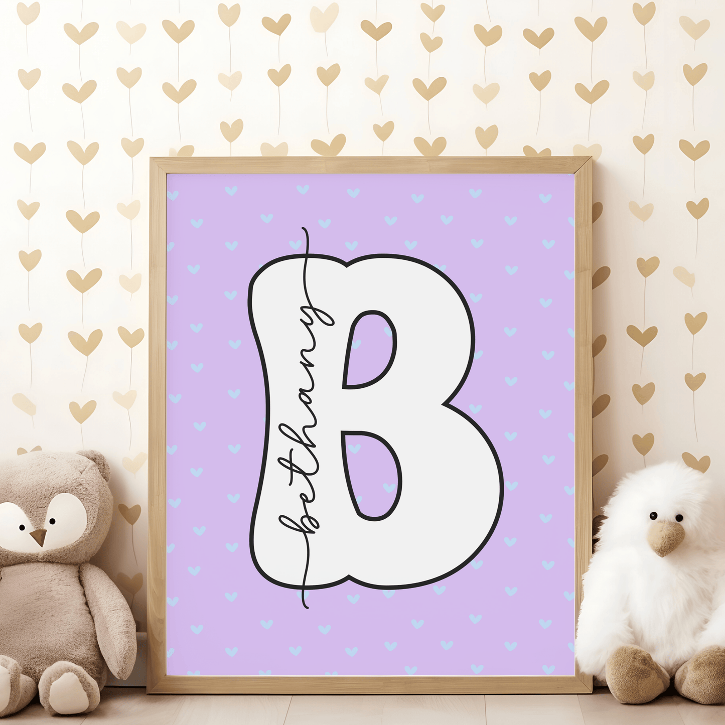 Purple and Blue Hearts Name Print - SRKD Designs