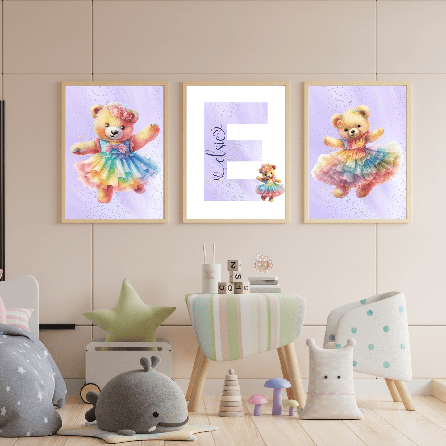 Purple Teddy Bear Print Set - SRKD Designs