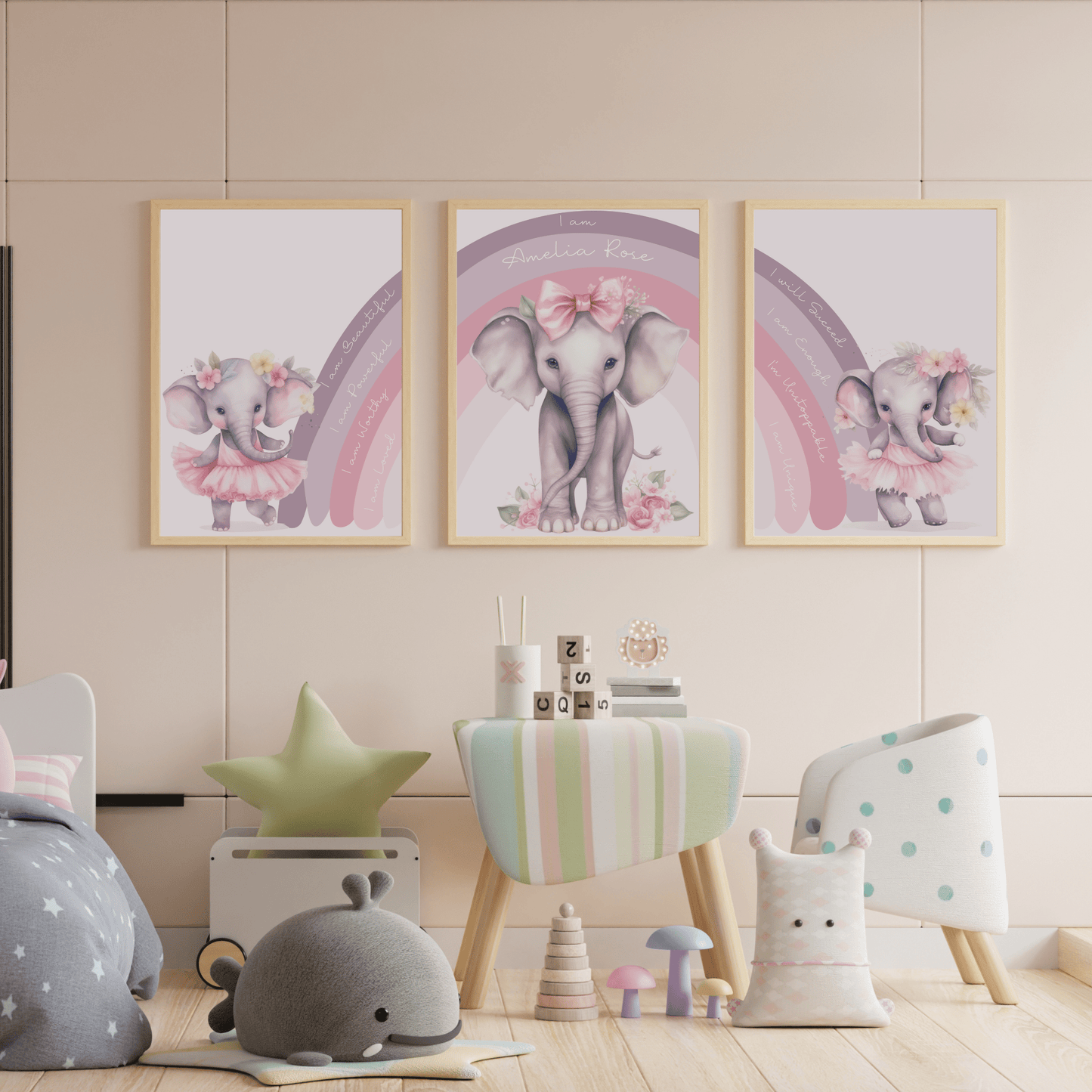Rainbow Elephant Wall Art - SRKD Designs