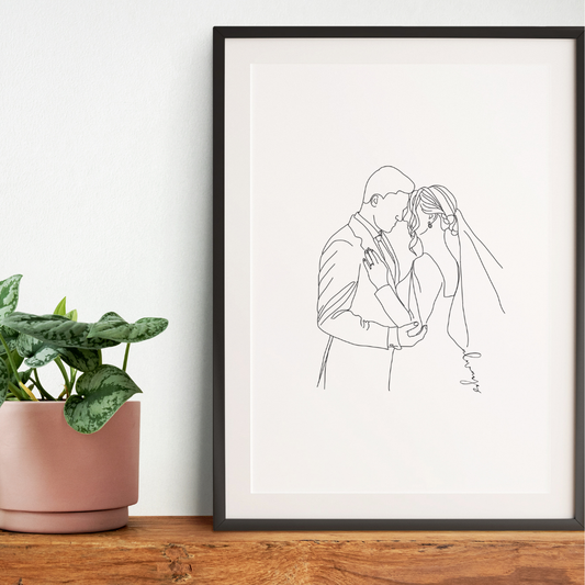 Hand Drawn Wedding Couple Line Art Print