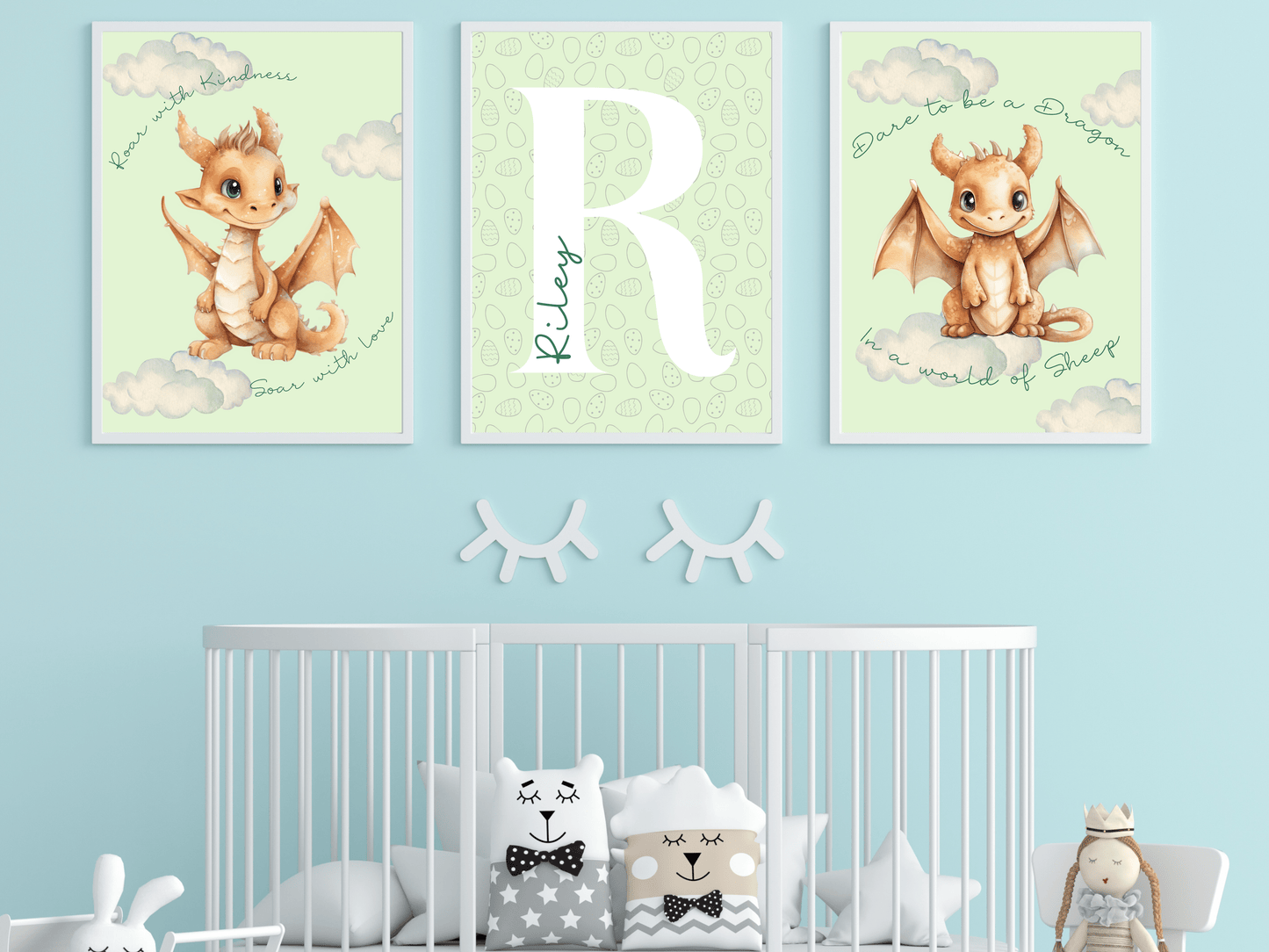 Cute Dragon Wall Art Set