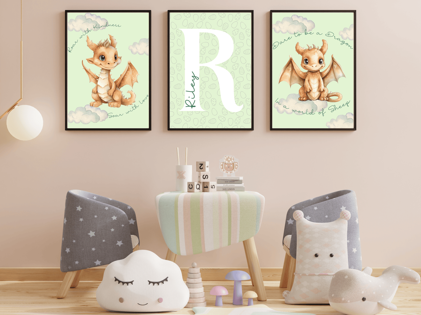 Cute Dragon Wall Art Set