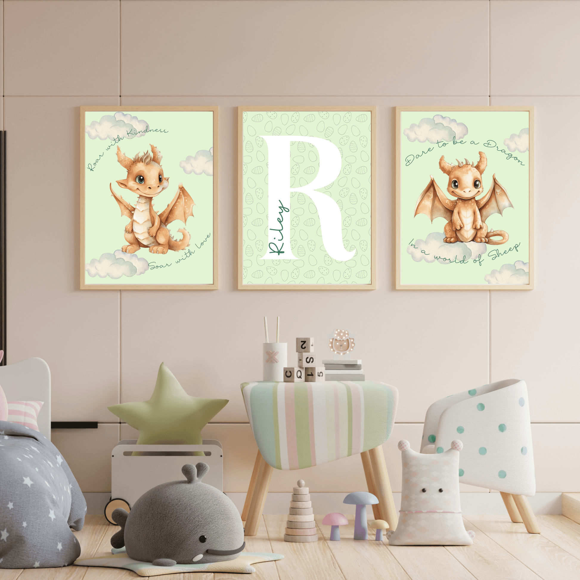 Cute Dragon Wall Art Set - SRKD Designs