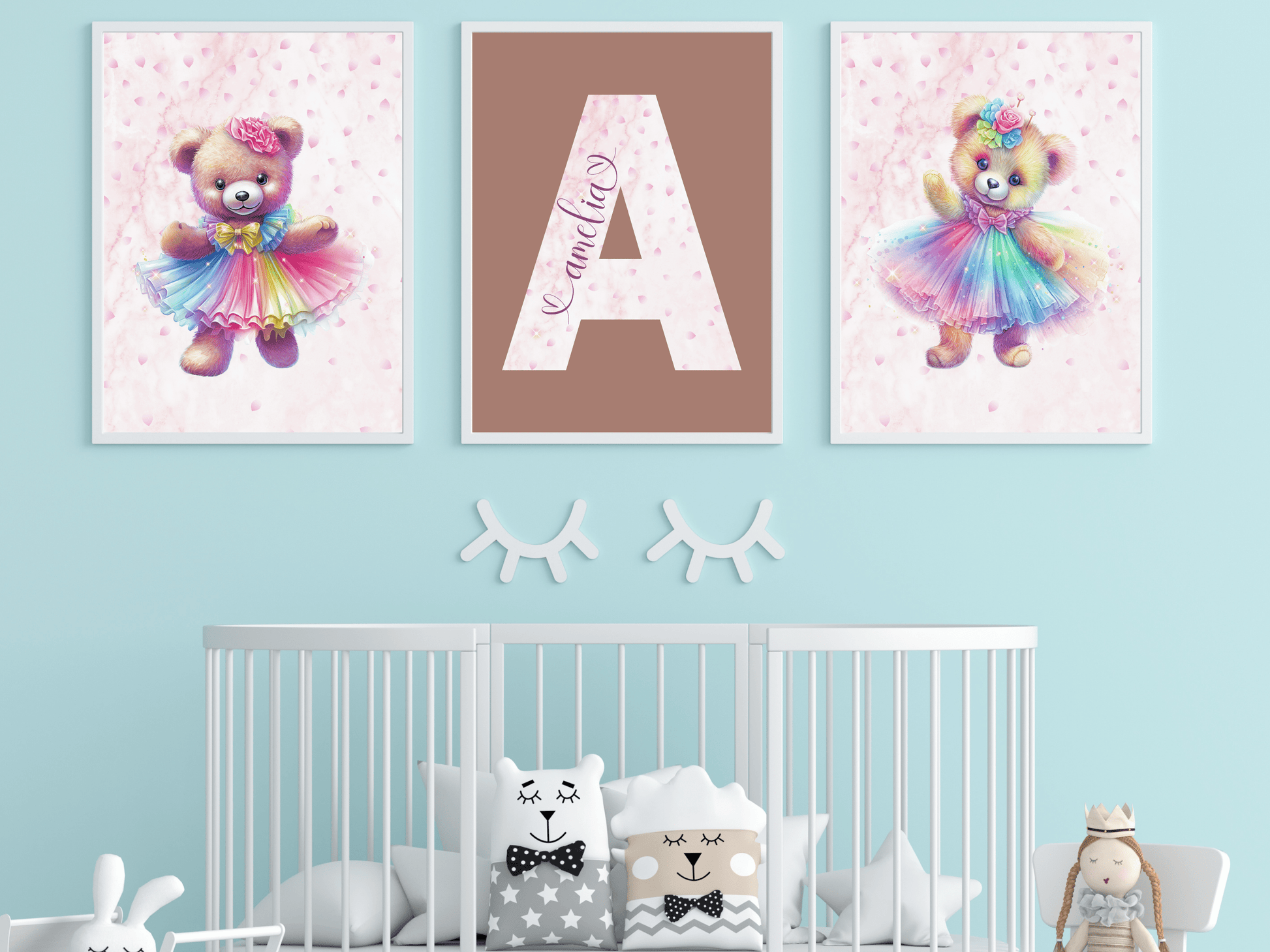 Cute Teddy Bear Wall Art Set - SRKD Designs