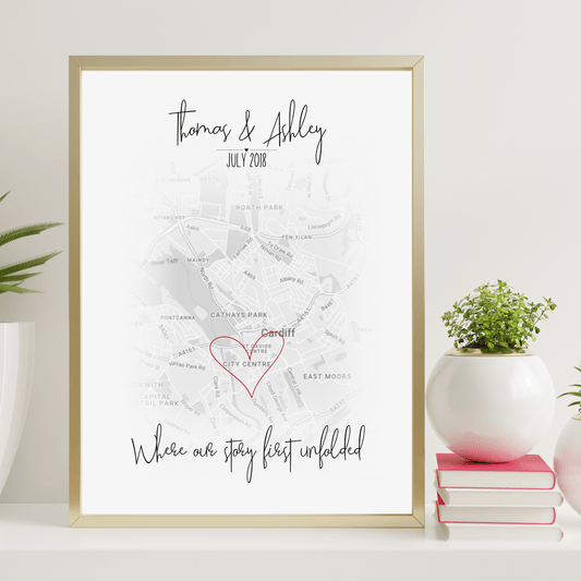 Map Art Print to Celebrate the Special Moments