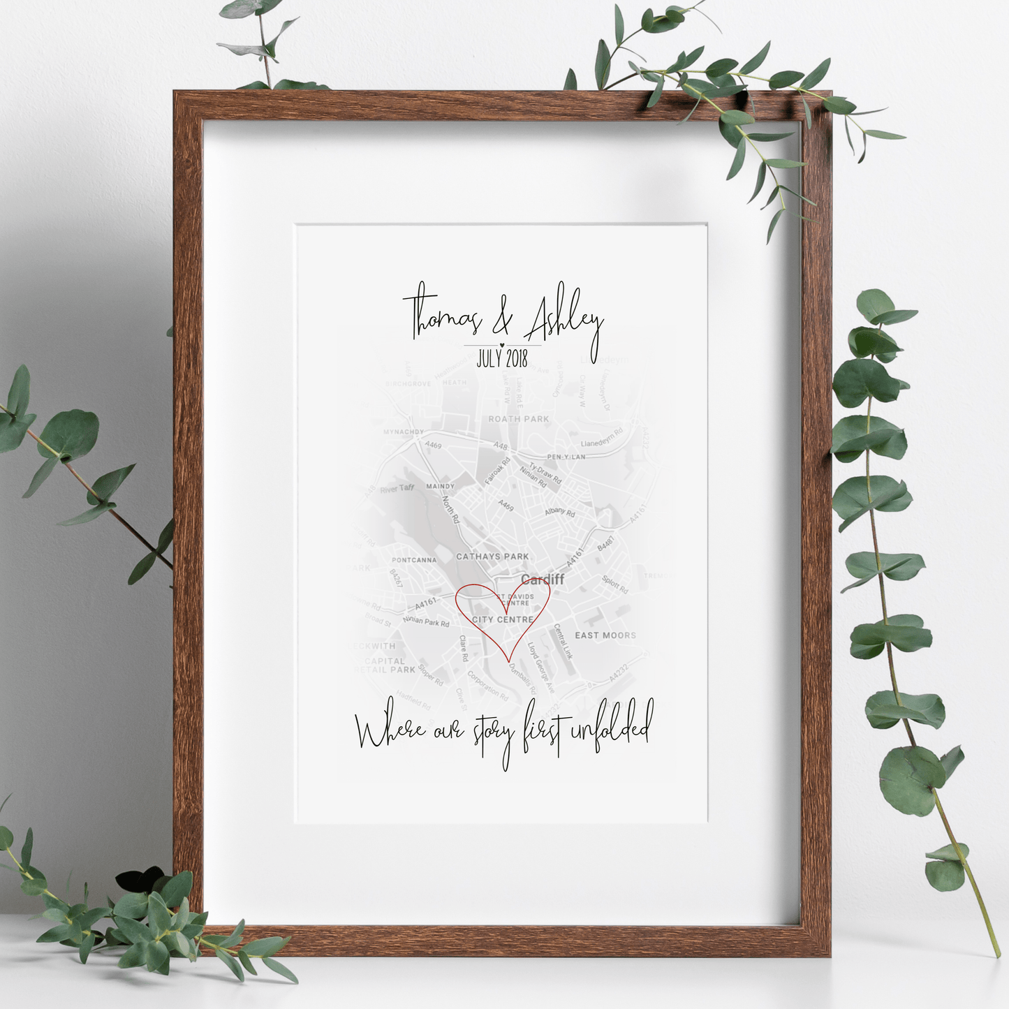 Map Art Print to Celebrate the Special Moments