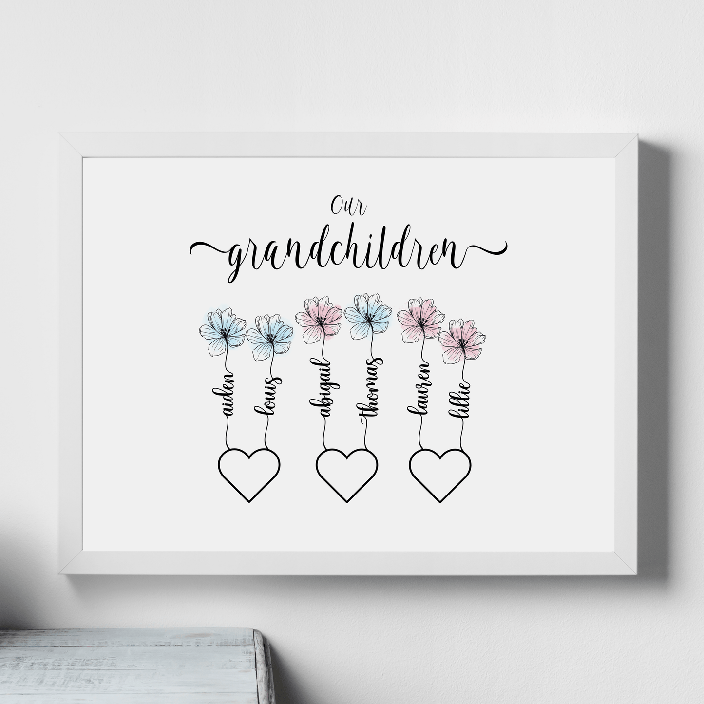 Personalised Floral Grandchildren Print