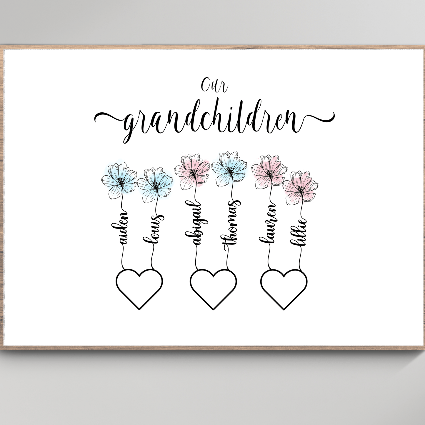 Personalised Floral Grandchildren Print