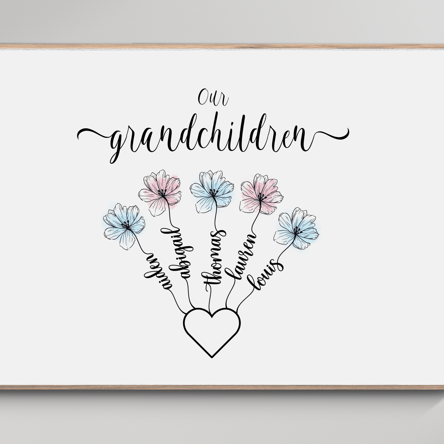 Personalised Floral Grandchildren Print