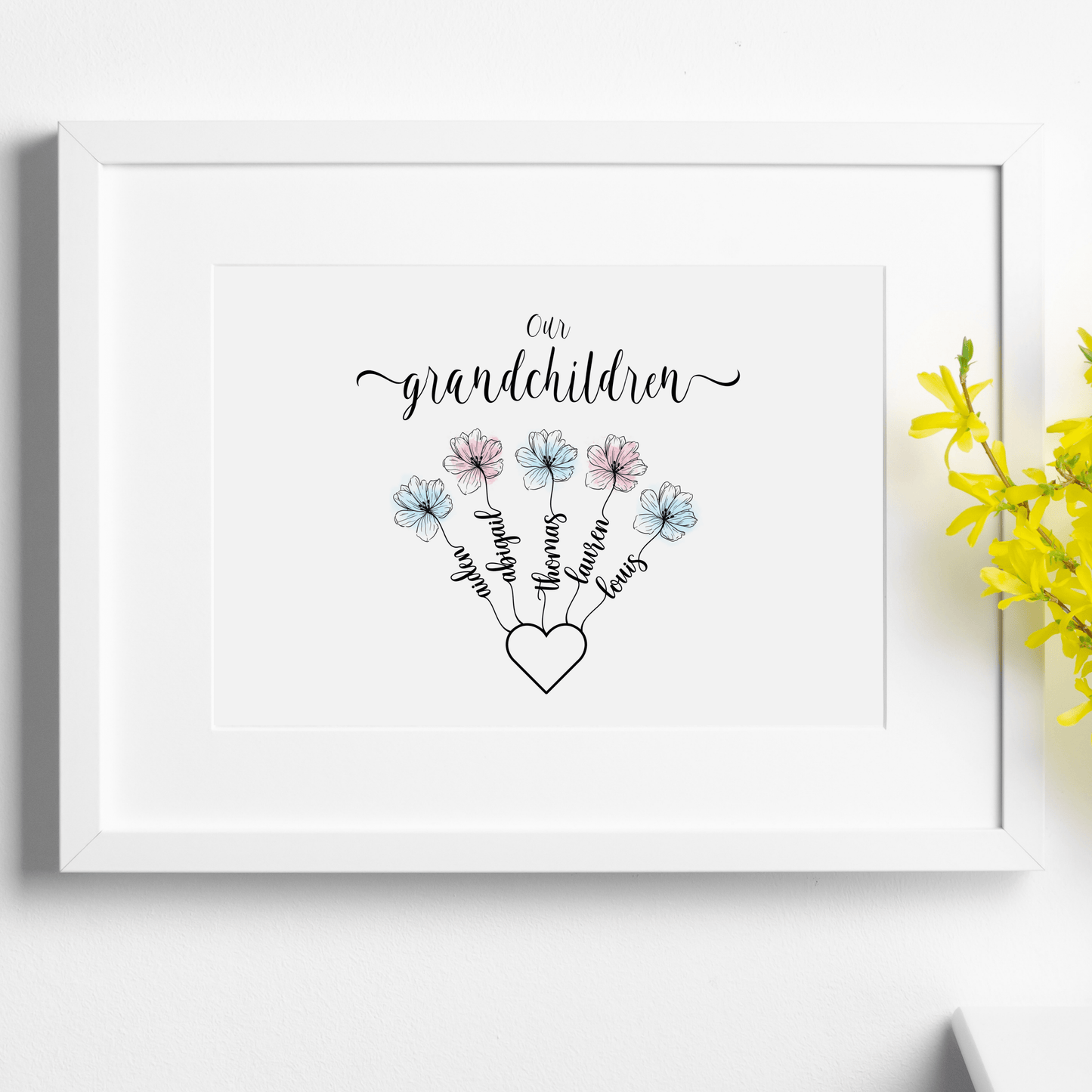 Personalised Floral Grandchildren Print