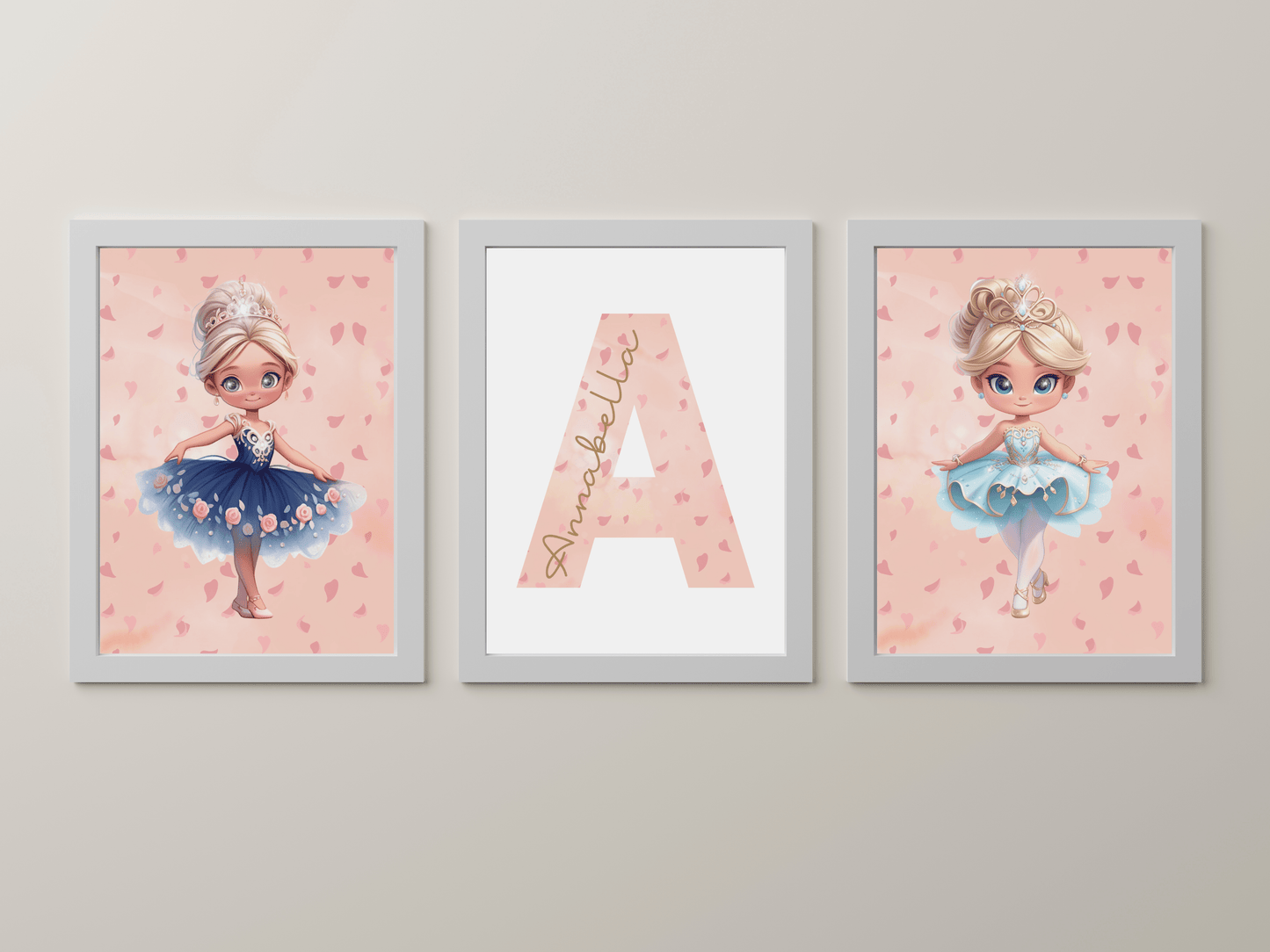 Pink and Blue Dancer Wall Art Trio