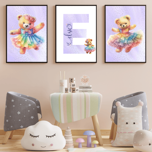 Purple Teddy Bear Print Set - SRKD Designs