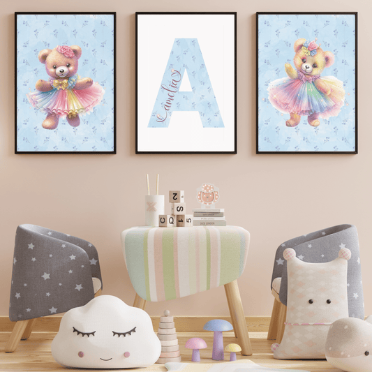 Sweet Blue Teddy Bear Wall Art - SRKD Designs