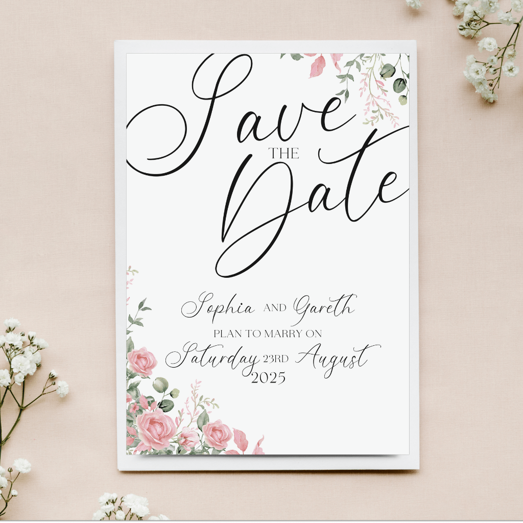 Save the Date Print with Floral Design - SRKD Designs