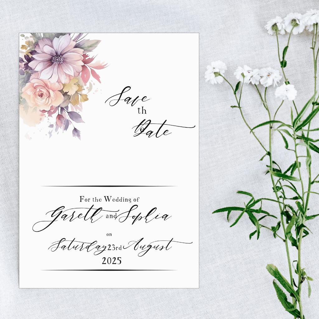 Save the Date Print with Floral Design - SRKD Designs